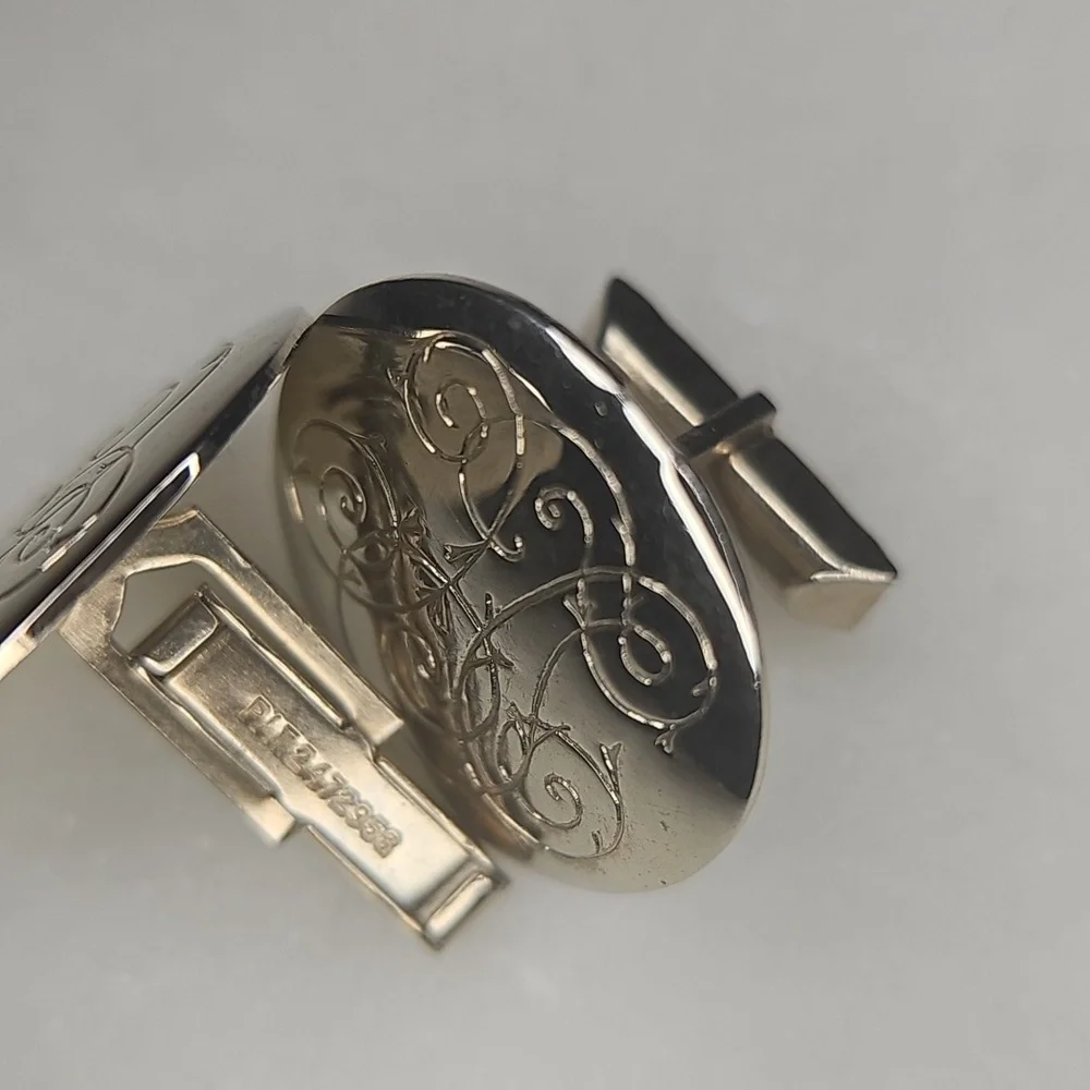 1949 Vintage Jacob M. Oldak Engraved Goldtone Cufflinks